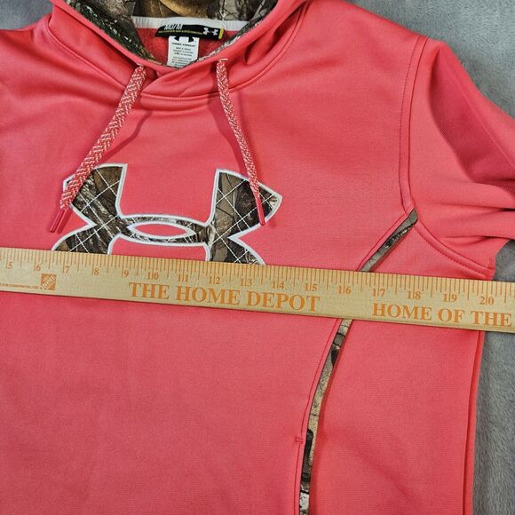 Under Armour Storm Women's M Camo Trim Pink Hoodie Sweatshirt Fleece Semi Fitted - Picture 8 of 9